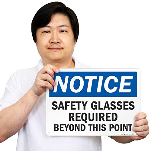 SmartSign הודעה - משקפי בטיחות הנדרשים מעבר לנקודה זו שלט | 10 x 14 אלומיניום
